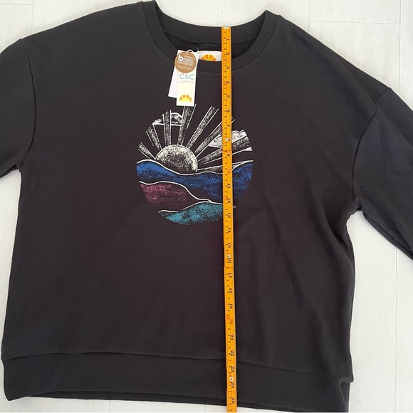 C&C CALIFORNIA Sweatshirt Sunrise Black Sand Gray Cotton Crew, Women’s XL - Picture 14 of 16